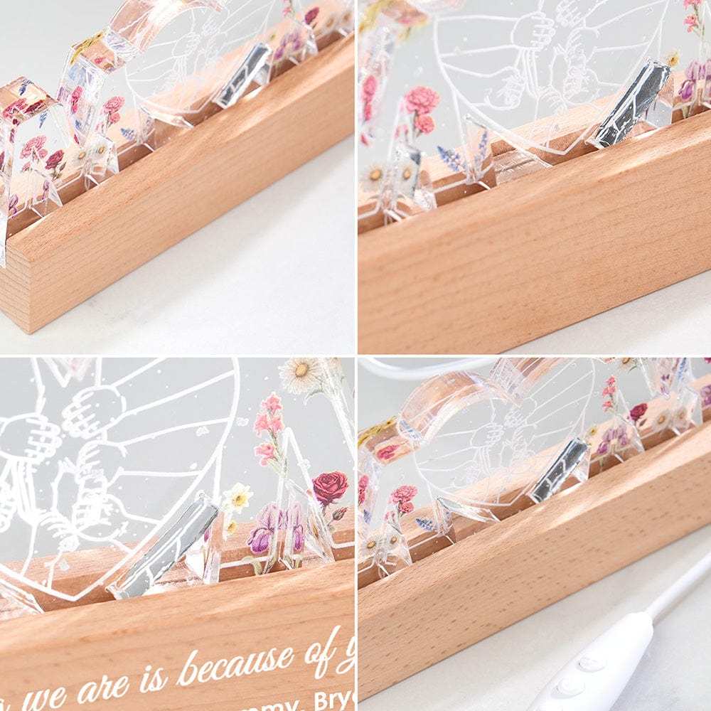 Personalized Letter Lights With Birthday Flowers Custom Text Warm Night Light Mother's Day Gift - MyMoonLampAu