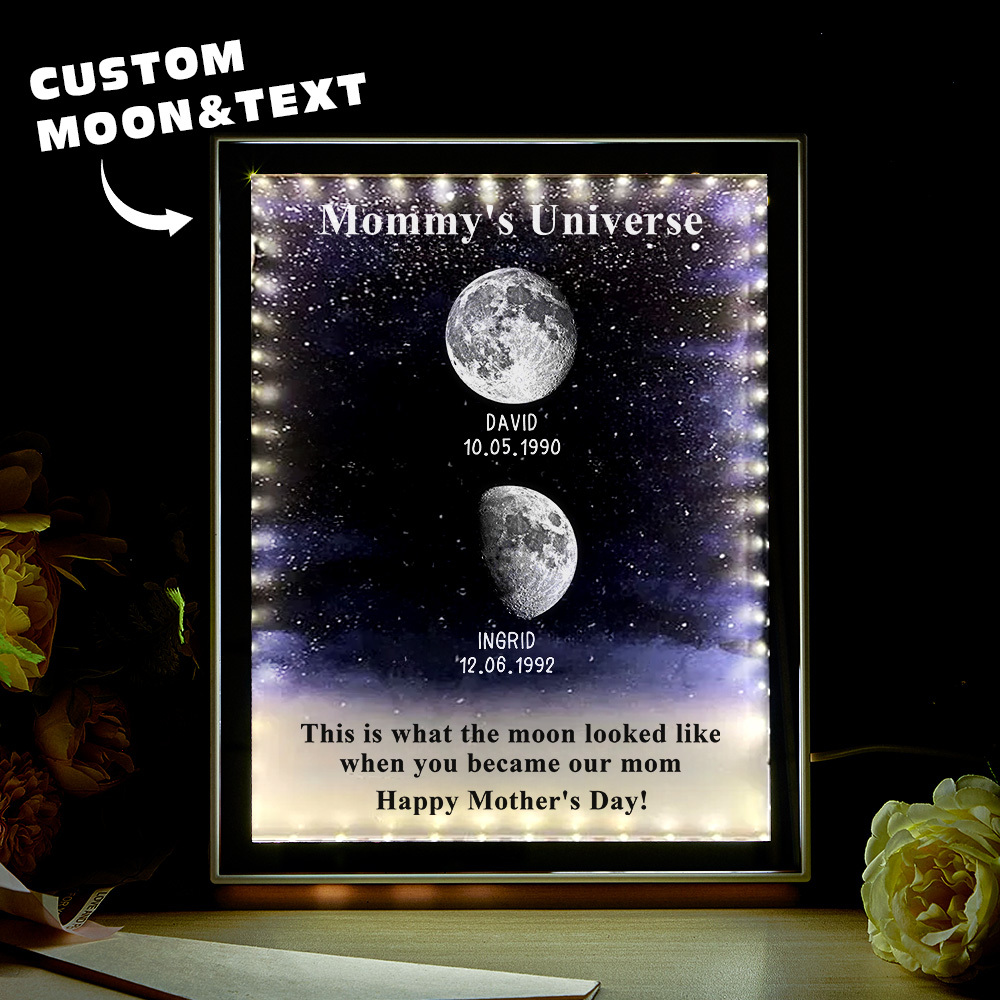 Starry Night Customize Birth Moon Phase Mirror Light Box - MyMoonLampAu