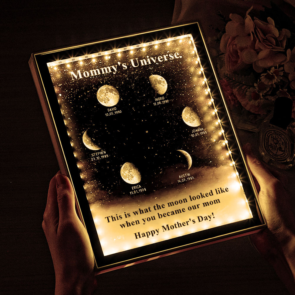 Starry Night Customize Birth Moon Phase Mirror Light Box