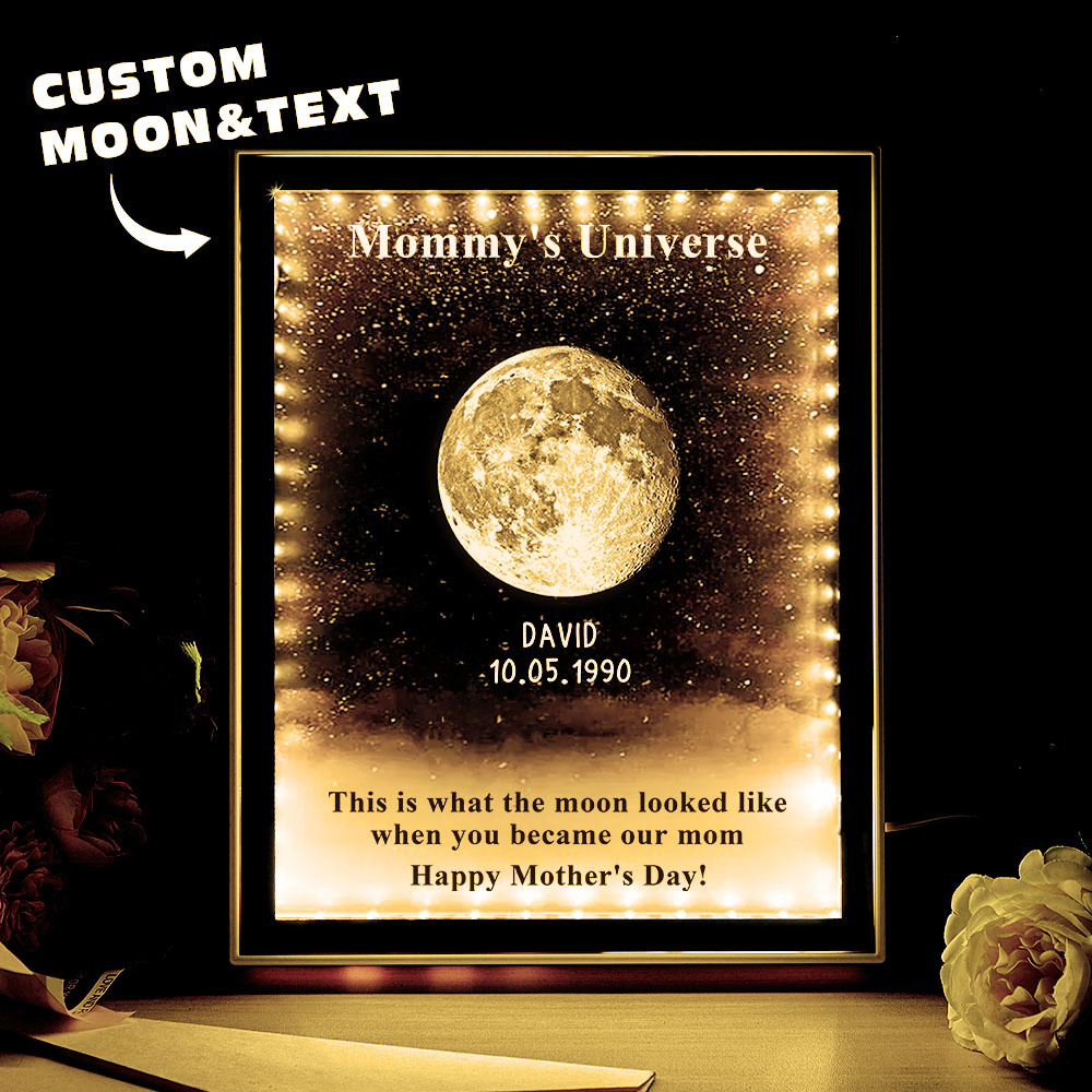 Starry Night Customize Birth Moon Phase Mirror Light Box