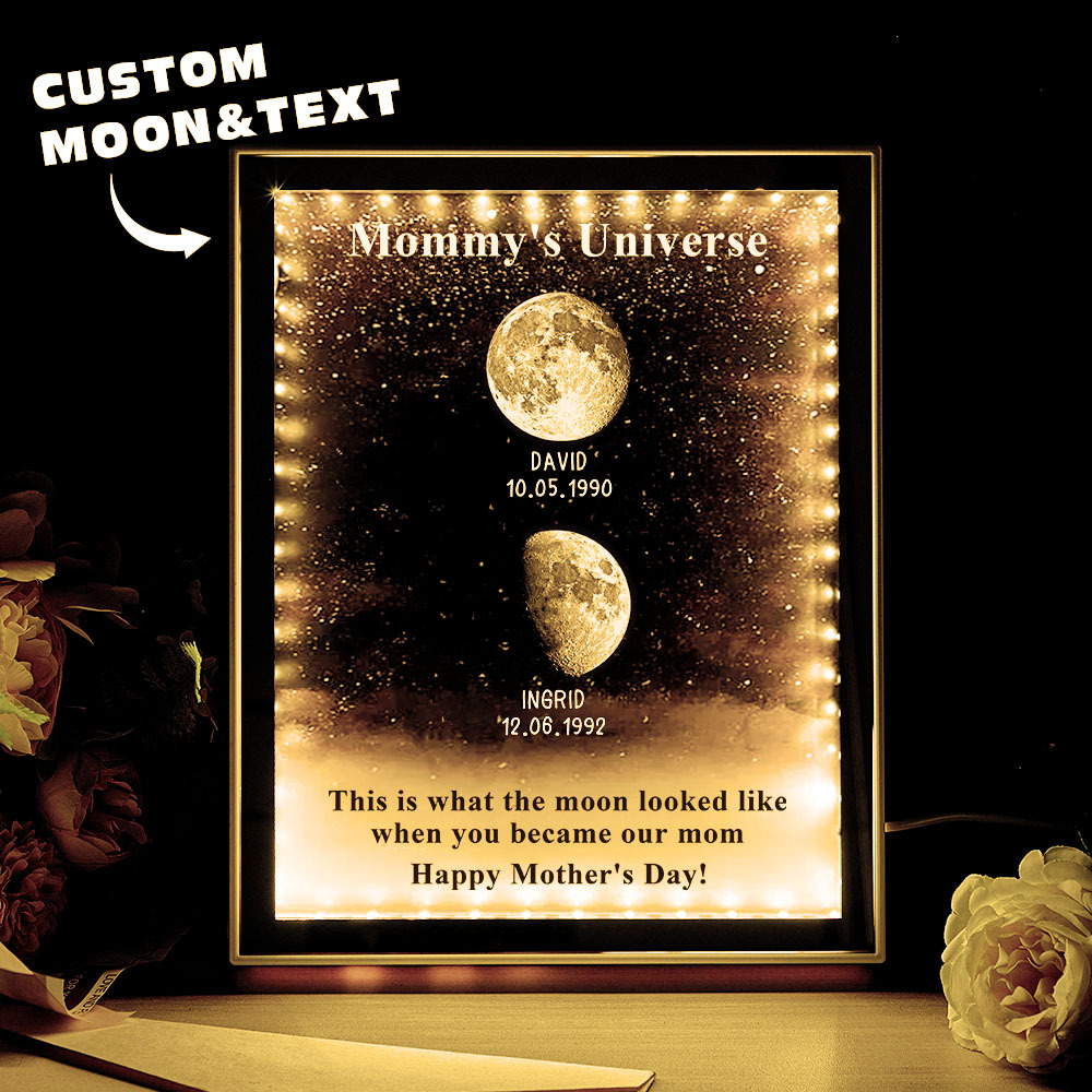 Starry Night Customize Birth Moon Phase Mirror Light Box
