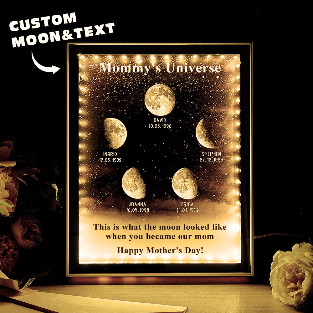 Starry Night Customize Birth Moon Phase Mirror Light Box