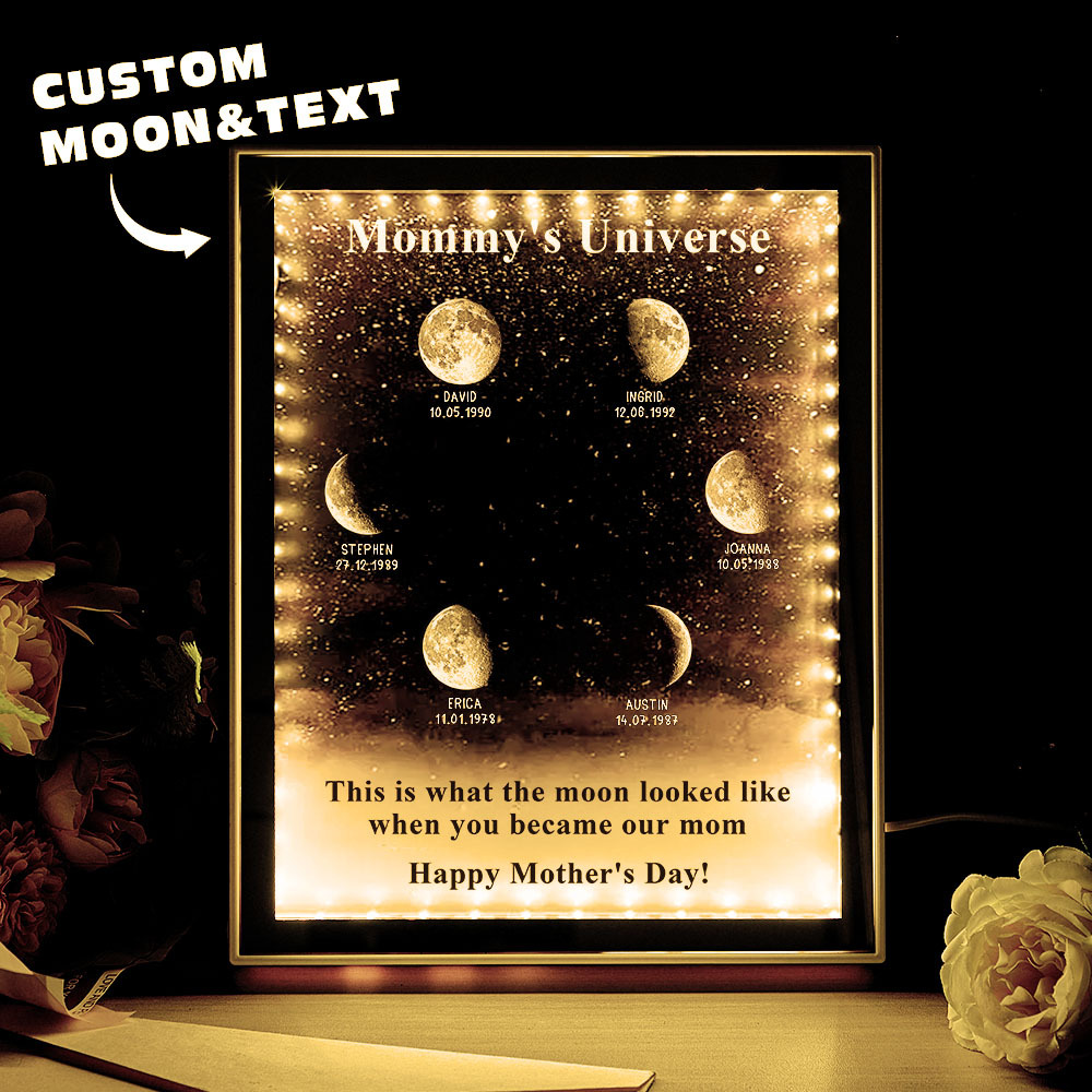 Starry Night Customize Birth Moon Phase Mirror Light Box