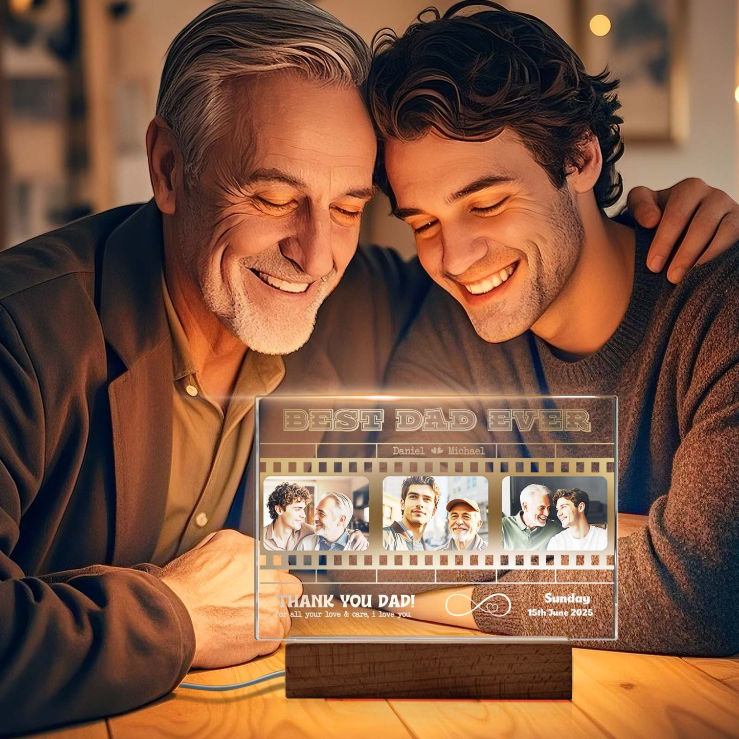Father's Day Gift Personalized Photos and Text Night Light Best Mom Ever Gift for Mom Custom Present
