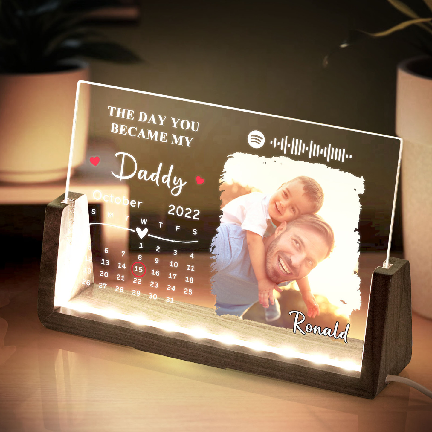 Father's Day Gifts Personalized To My Dad Spotify Calendar Acrylic Night Light Photo Decor - Myspotifyglassau