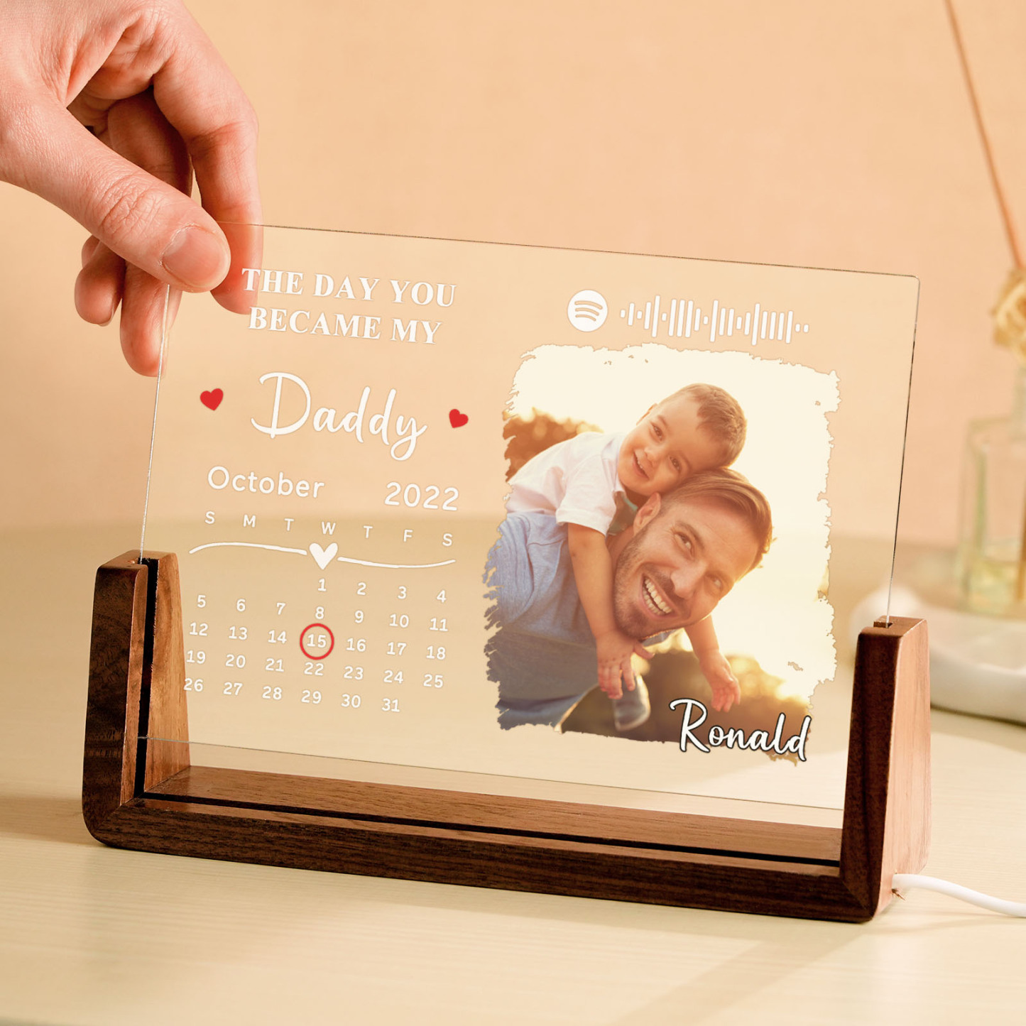 Father's Day Gifts Personalized To My Dad Spotify Calendar Acrylic Night Light Photo Decor - Myspotifyglassau