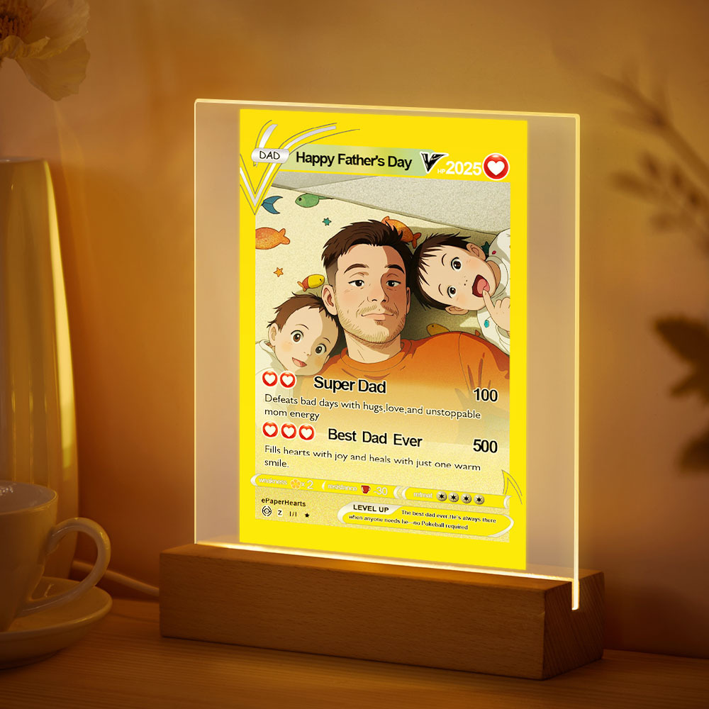 Father's Day Gift Personalized Acrylic Led Night Light Cartoon Photos Anniversary Gift Custom Photos Light Gifts for Dad