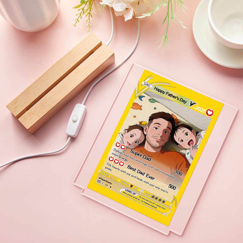 Father's Day Gift Personalized Acrylic Led Night Light Cartoon Photos Anniversary Gift Custom Photos Light Gifts for Dad