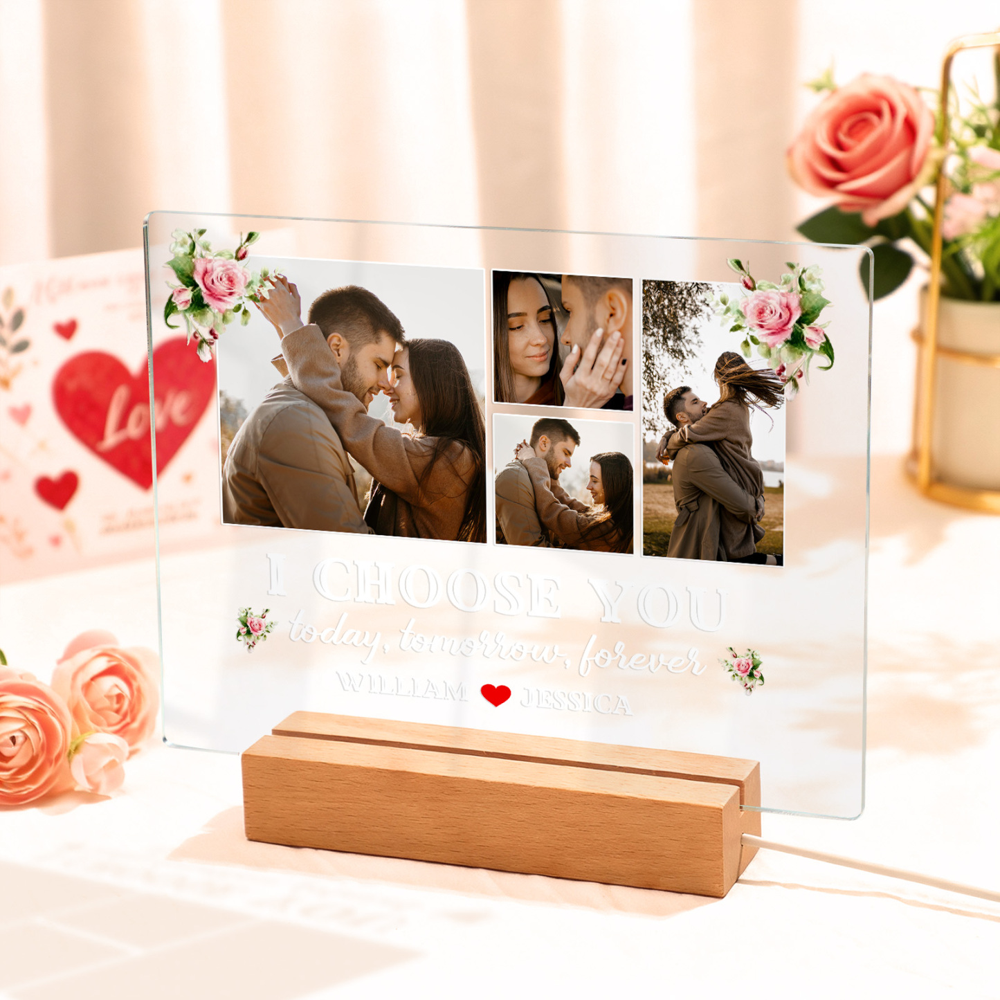 Personalized Photo and Names Acrylic Led Night Light I Choose You Valentine's Gifts - MyMoonLampAu