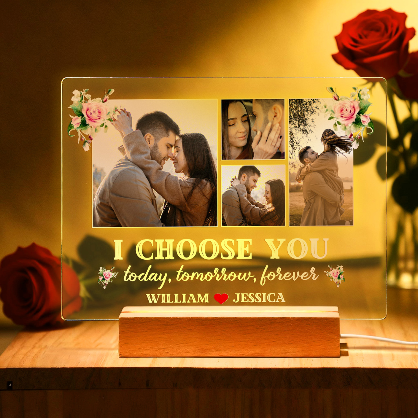 Personalized Photo and Names Acrylic Led Night Light I Choose You Valentine's Gifts - MyMoonLampAu
