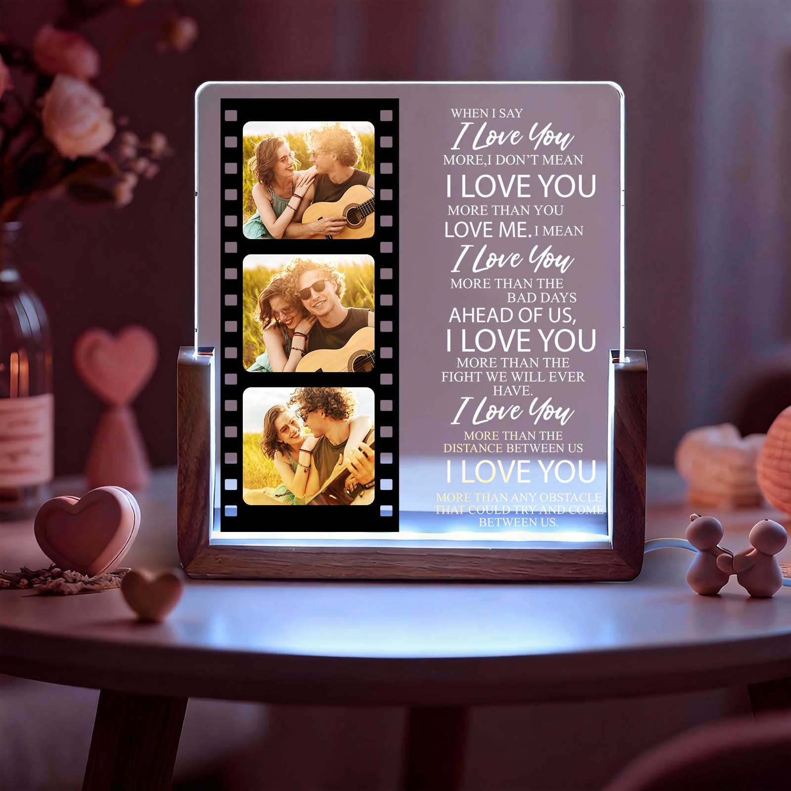 Valentine's Gifts Personalized Photos Acrylic Led Night Light Gift for Anniversary