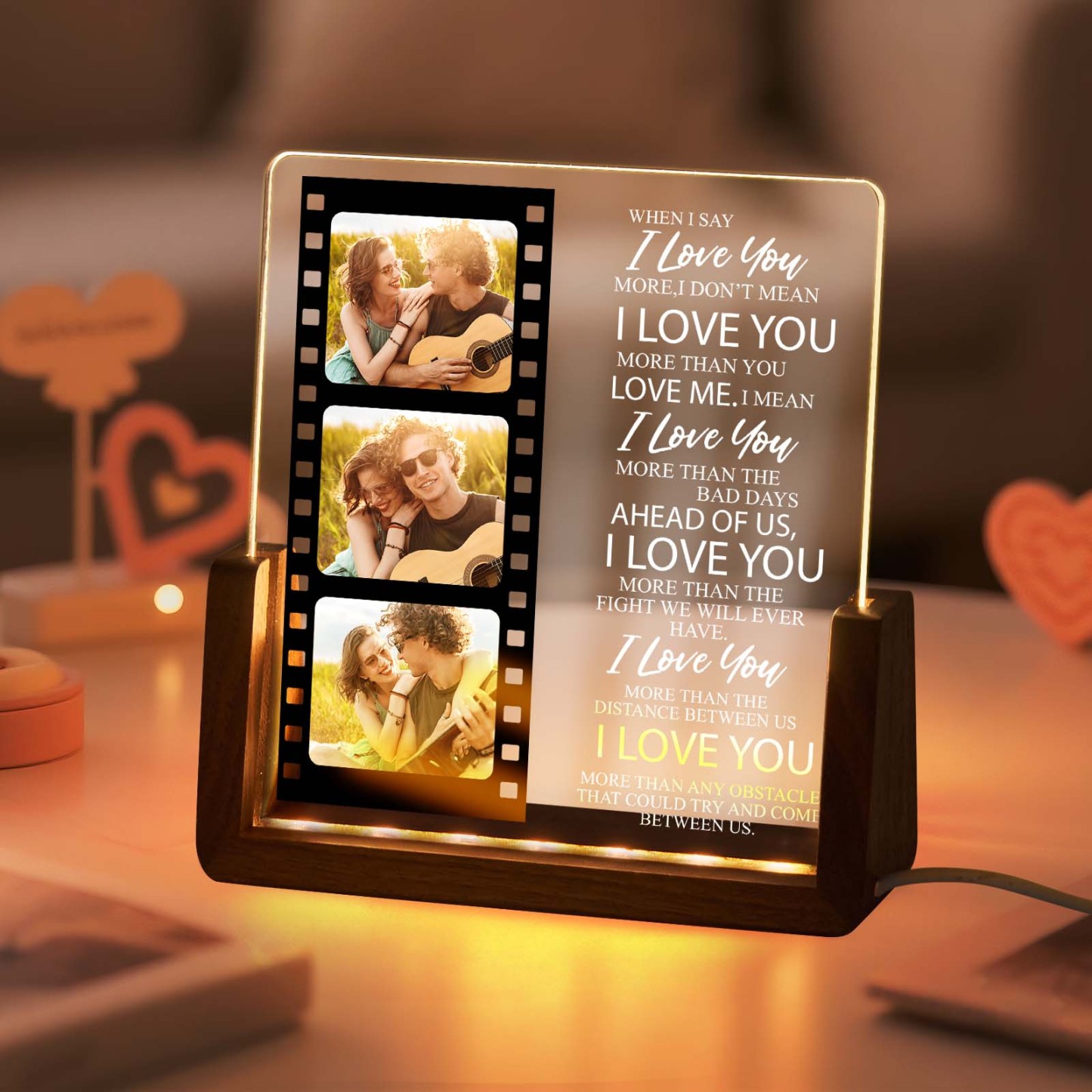 Valentine's Gifts Personalized Photos Style of Van Gogh Cutsom Text Acrylic Led Night Light Gift for Couple - MyMoonLampAu