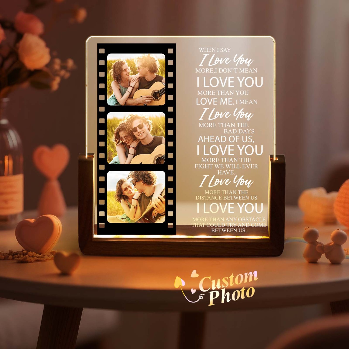 Valentine's Gifts Personalized Photos Acrylic Led Night Light Gift for Anniversary - MyMoonLampAu