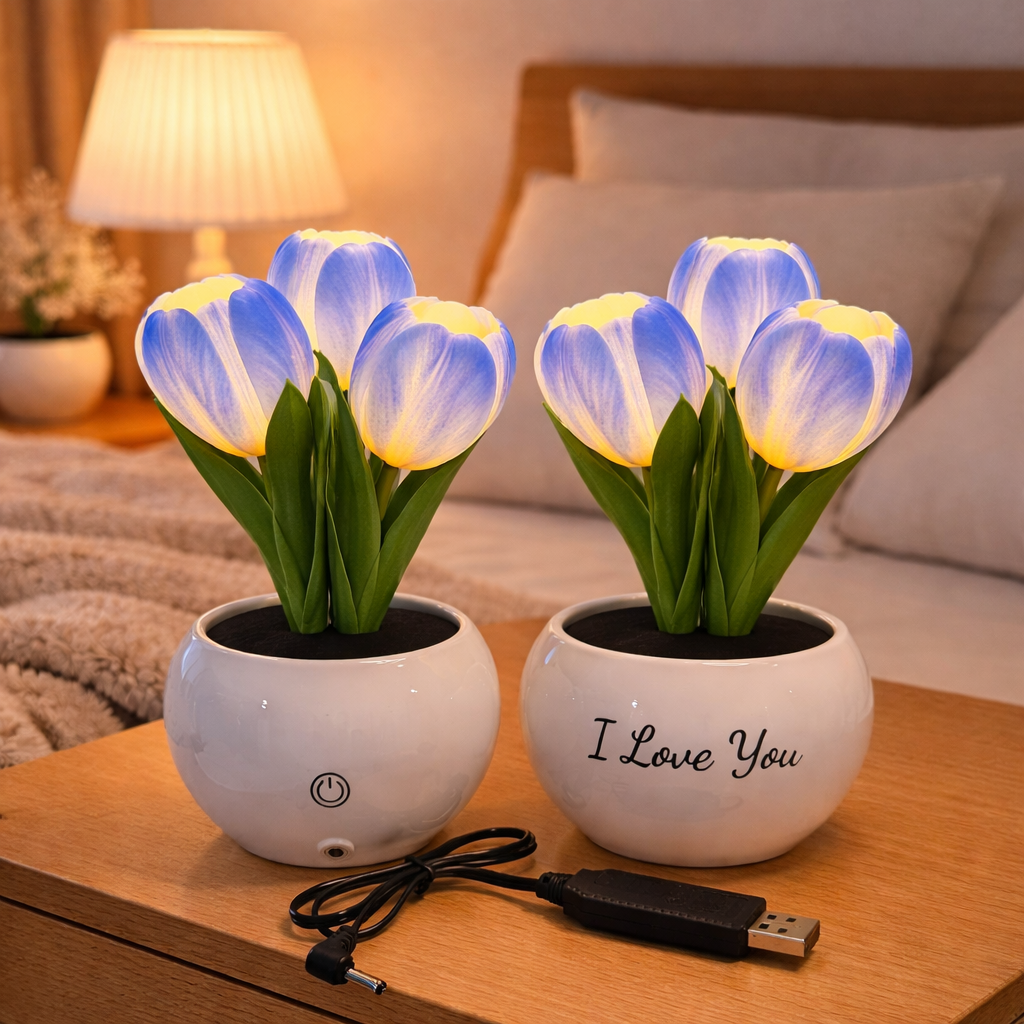 Personalized LED Tulip Night Light with 3 Power Modes Romantic Artificial Bloom Lamp, Unique Mother’s Day Gift for Mom - MyMoonLampAu