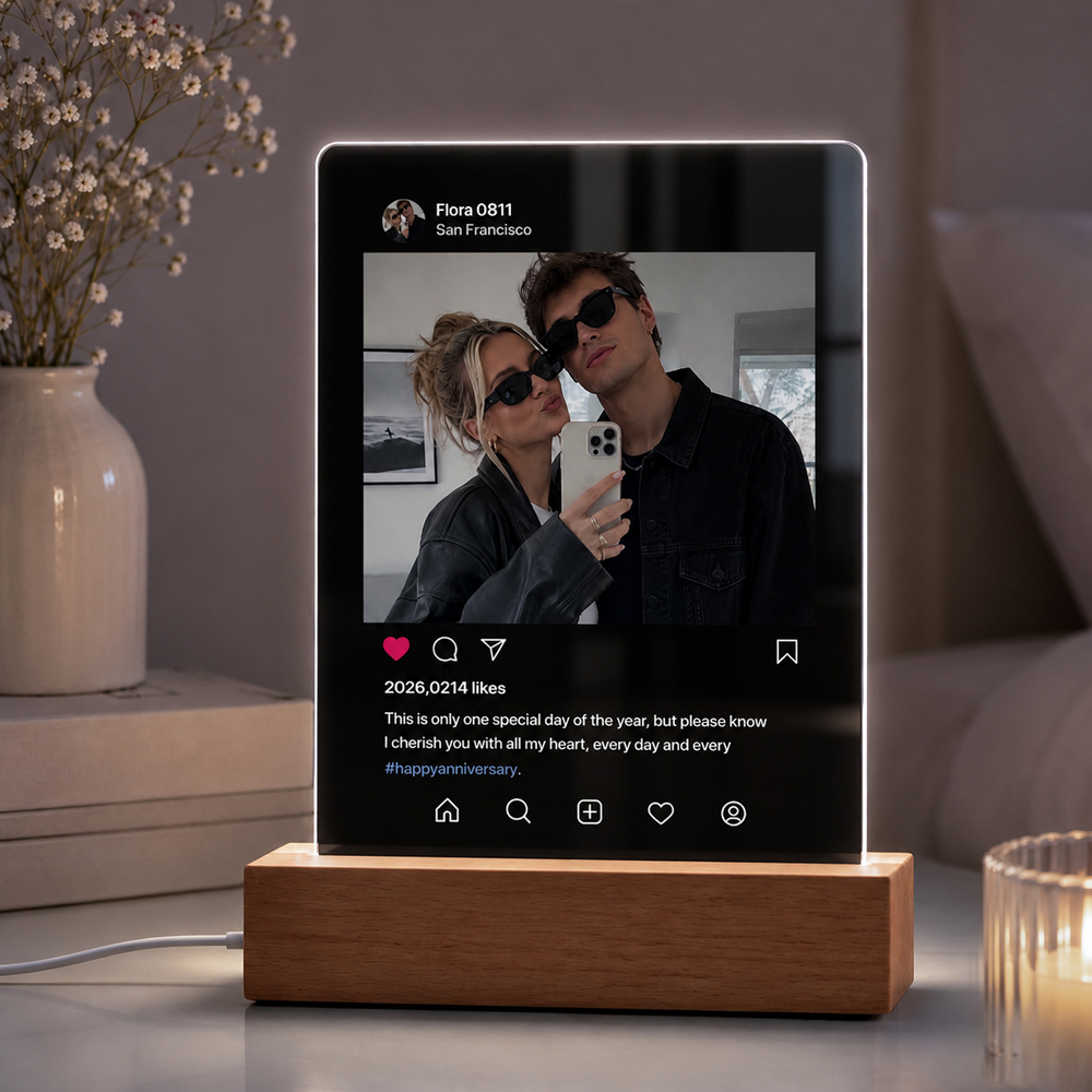 Personalized Photo Night Light – Custom Acrylic LED Lamp with Photo & Text, Anniversary Gift for Couples, Valentine's Day Gift, Wedding & Relationship Keepsake - MyMoonLampAu