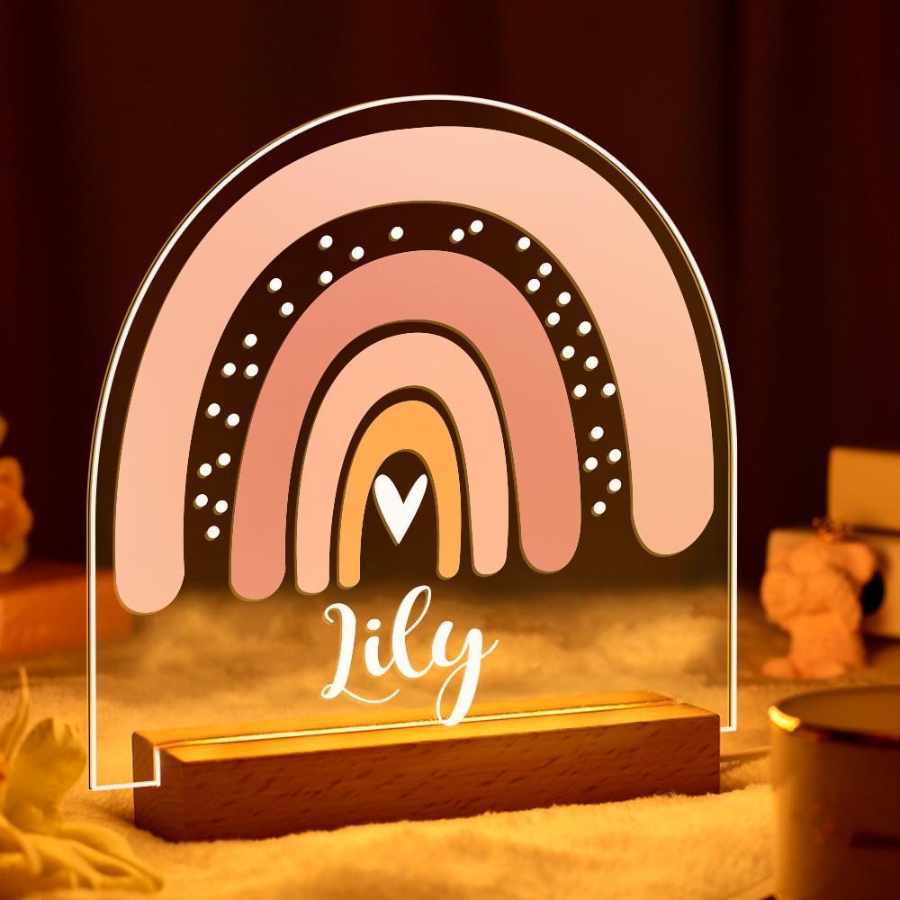 Custom Kid Night Light with Name Boho Rainbow Bedroom Baby Gift
