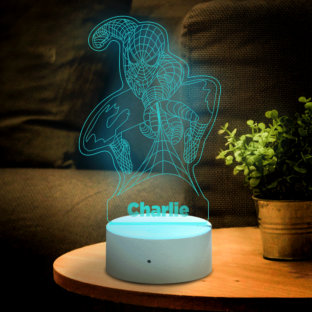 Personalised 3D Illusion Spider-man With Custom Name Night Light
