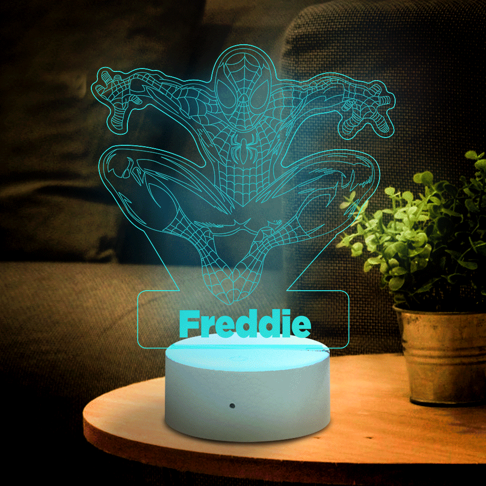 Personalised 3D Illusion Spider-man With Custom Name Night Light
