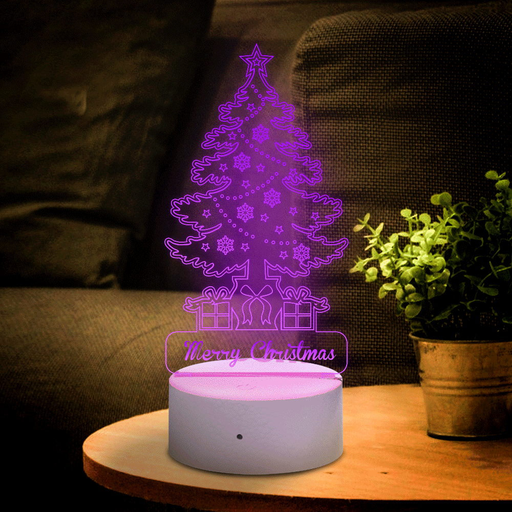 Personalised Christmas Tree Lamp With Custom Name Night Light Kid's Bedroom Decor Children's Light Kids Room