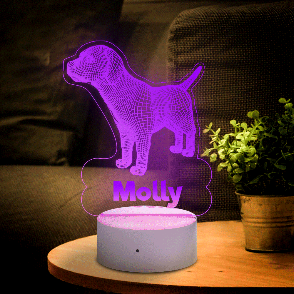Personalised 3D Illusion Dog Pet Lamp With Custom Name Night Light Kid's Bedroom Decor Children's Light Kids Room