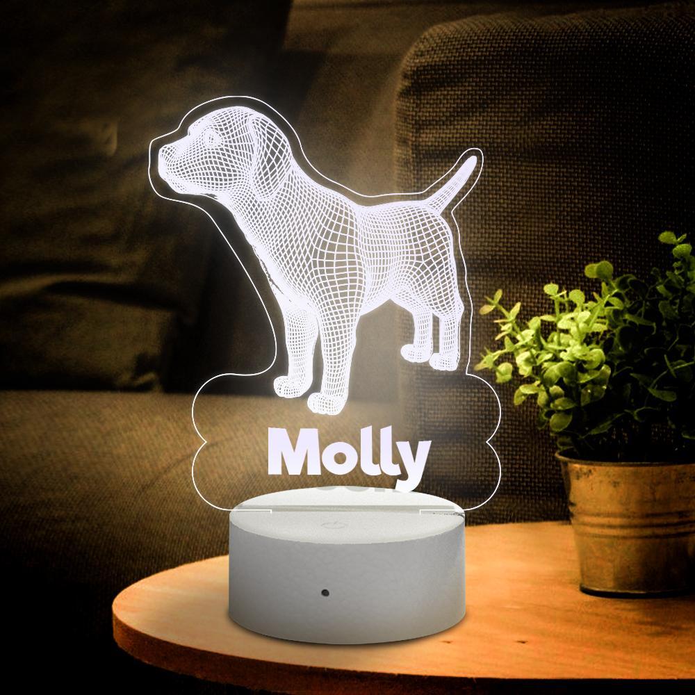 Personalised 3D Illusion Dog Pet Lamp With Custom Name Night Light Kid's Bedroom Decor Children's Light Kids Room