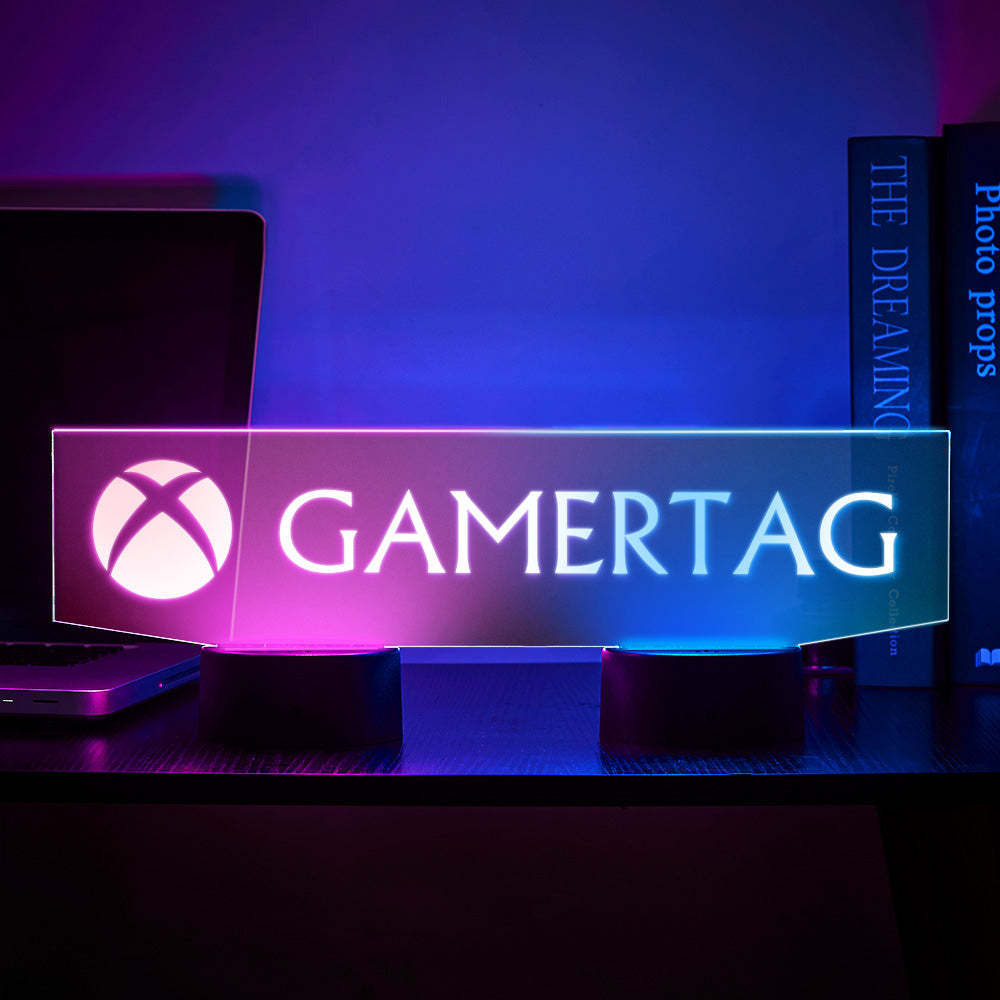 Personalised Xbox Nightlight Gamertag Sign Dual Base Backlit LED Custom Gaming Gift