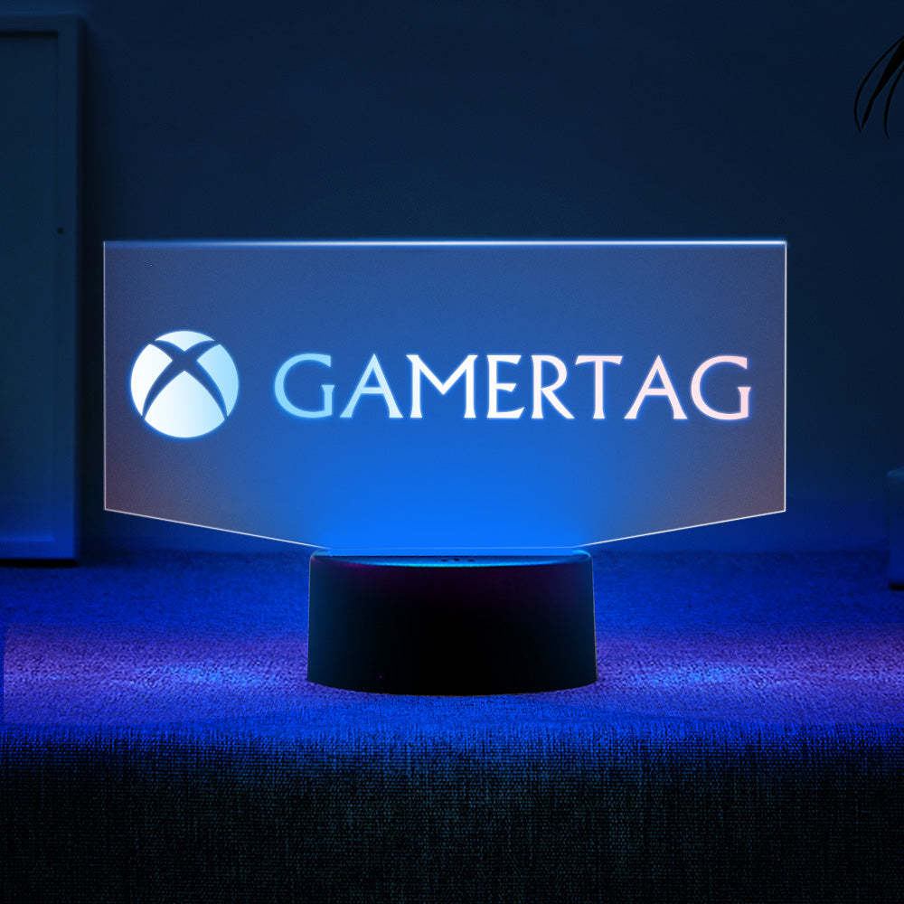 Personalised Xbox Nightlight Gamertag Sign Dual Base Backlit LED Custom Gaming Gift