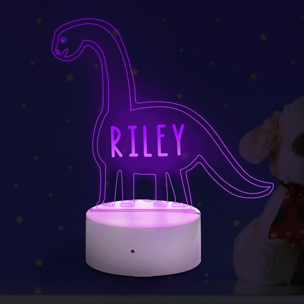 Personalised Tyrannosaurus Rex Dinosaur Lamp With Custom Name Night Light Kid's Bedroom Decor Children's Night Light