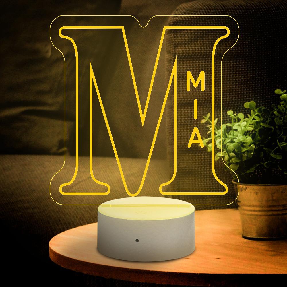 Personalised Alphabet Letter LED Light Night Lamp Birthday Gift Custom LED Engraved Lamp