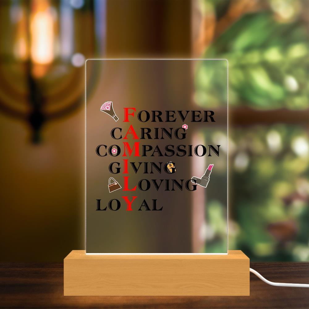 Sign Acrylic Lamp Custom Plaque Light Decor Wooden stand Scrabble For Family Brother Gift