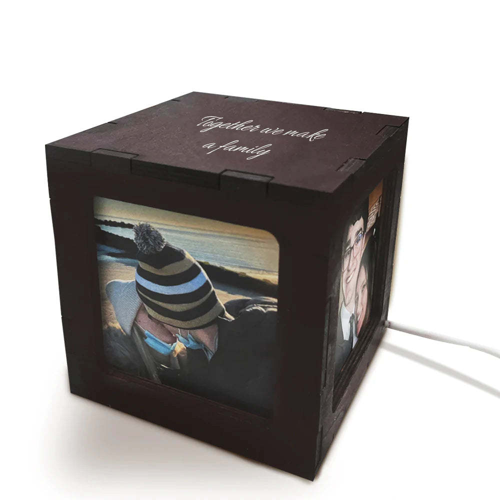 Custom Photo Cube Box Light Personalized Wooden Photo Frame Night Light Gift - mymoonlampau