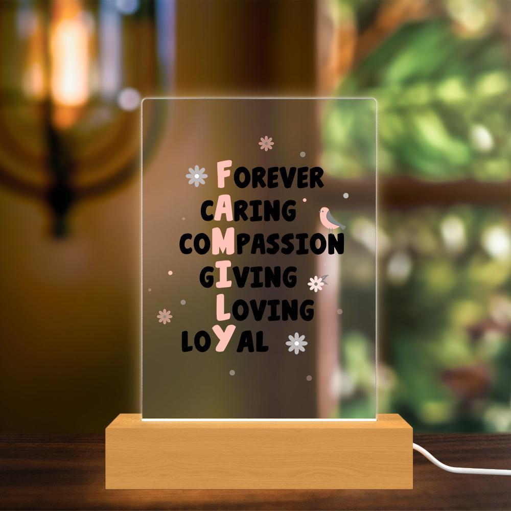 Sign Acrylic Lamp Custom Plaque Light Decor Wooden stand Scrabble For Family Brother Gift