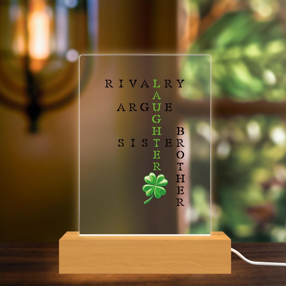 Sign Acrylic Lamp Custom Plaque Light Decor Wooden stand Scrabble For Family Brother Gift