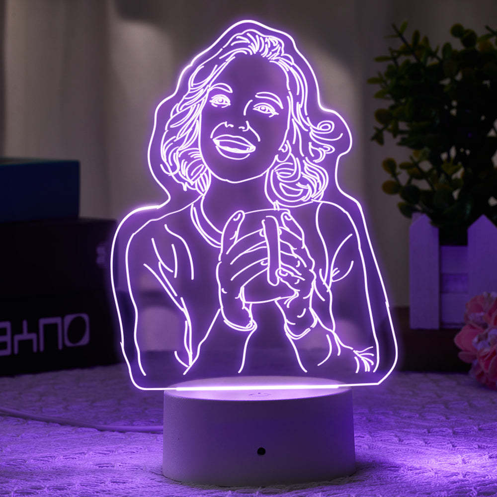 Birthday Gifts for Her Photo Lamp LED light Engraved Portrait Night Light