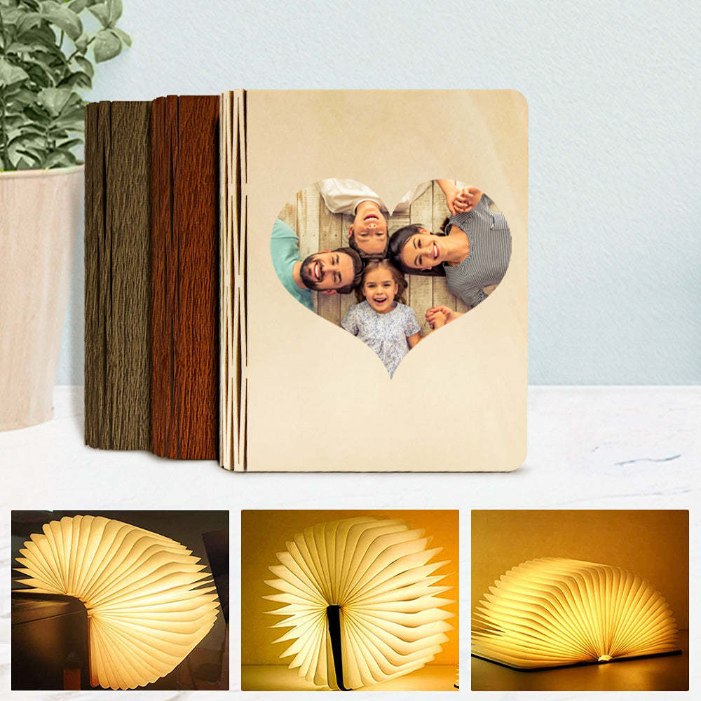 Custom Wooden Book Light Personalized 5 Colors Folding Magnetic Book Lamp Desk Night Light Gift - mymoonlampau