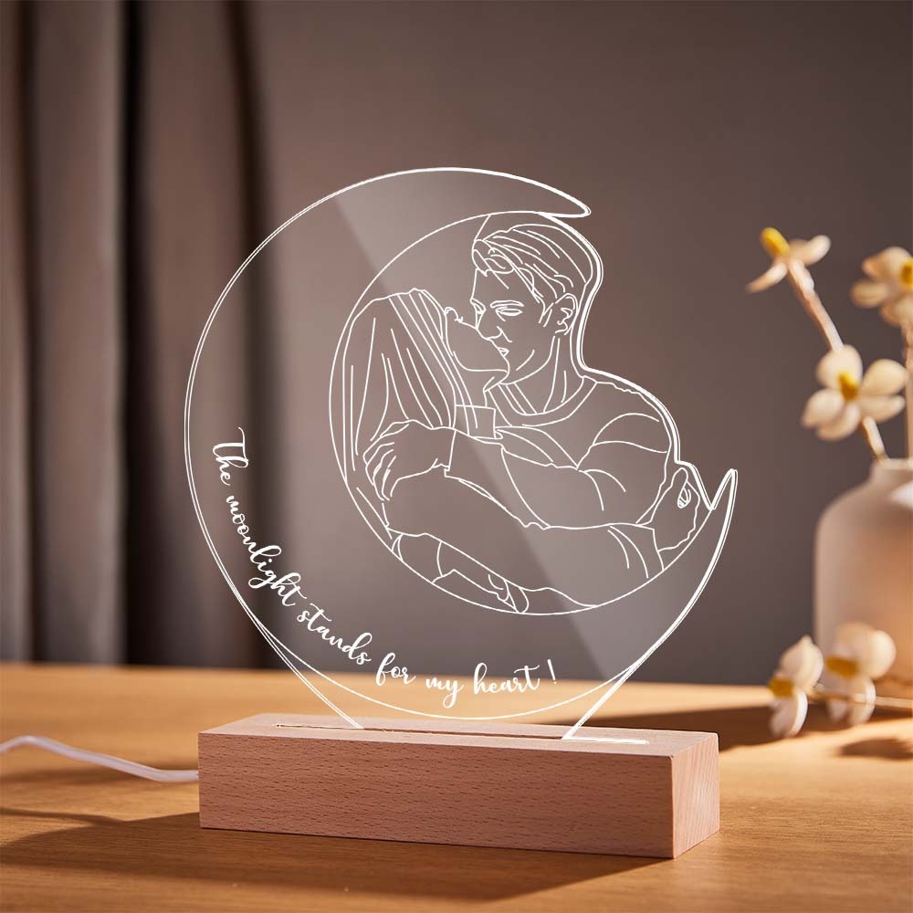 Personalised Moon Design Photo Night Light Custom Engraved 3D Lamp 7 Colors Acrylic Night Light Unique Gifts - mymoonlampau