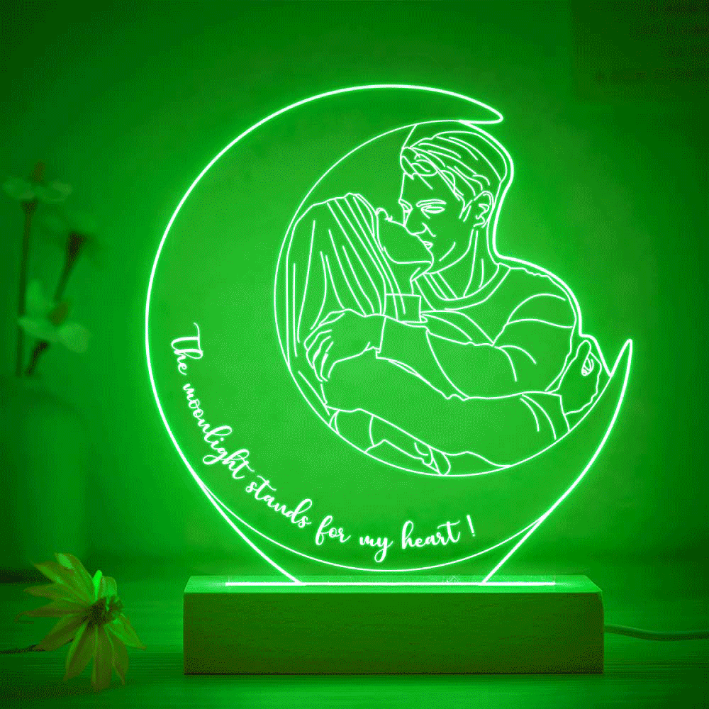 Personalised Moon Design Photo Night Light Custom Engraved 3D Lamp 7 Colors Acrylic Night Light Unique Gifts - mymoonlampau
