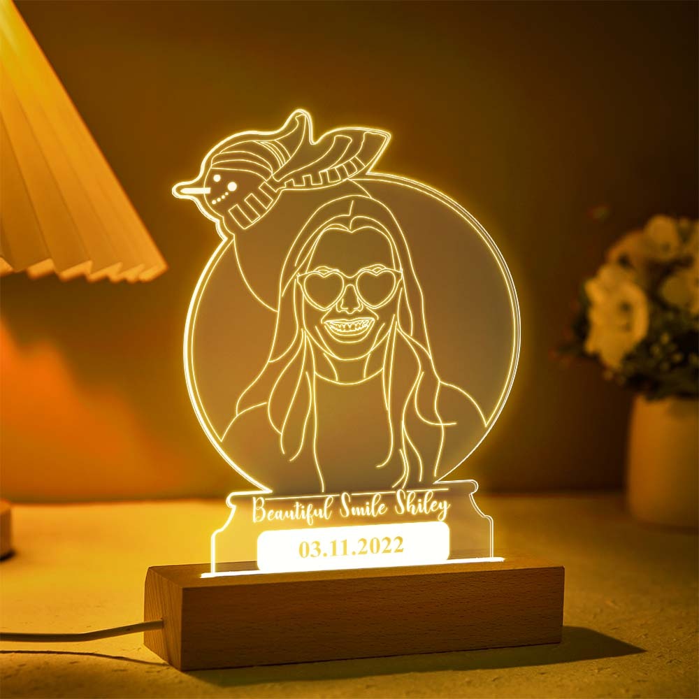 Personalised Snowman Photo Night Light Custom Engraved 3D Lamp 7 Colors Acrylic Night Light Christmas Day Gifts - mymoonlampau