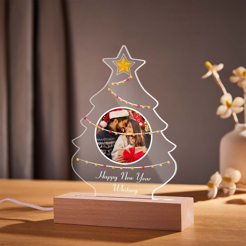 Personalised Christmas Tree Photo Night Light Custom Engraved 3D Lamp 7 Colors Acrylic Night Light Christmas Day Gifts - mymoonlampau