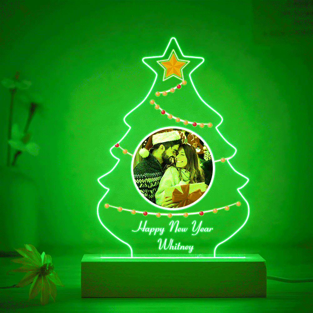 Personalised Christmas Tree Photo Night Light Custom Engraved 3D Lamp 7 Colors Acrylic Night Light Christmas Day Gifts - mymoonlampau