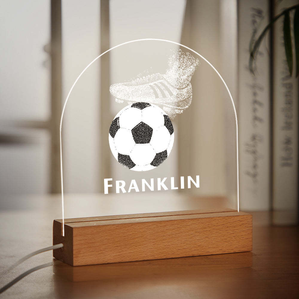 Custom Name Acrylic Night Light Football Design Football Gifts For Boys, Birthday Gifts For Kids - mymoonlampau