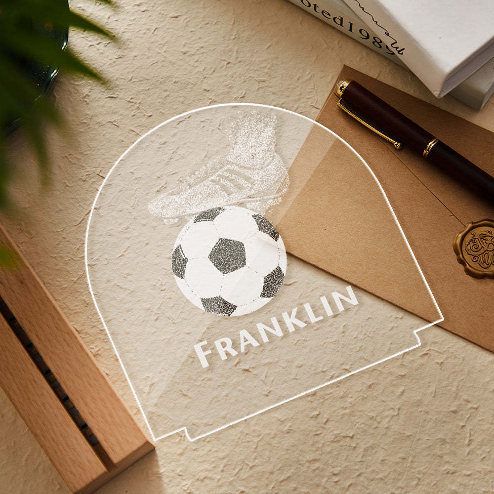 Custom Name Acrylic Night Light Football Design Football Gifts For Boys, Birthday Gifts For Kids - mymoonlampau