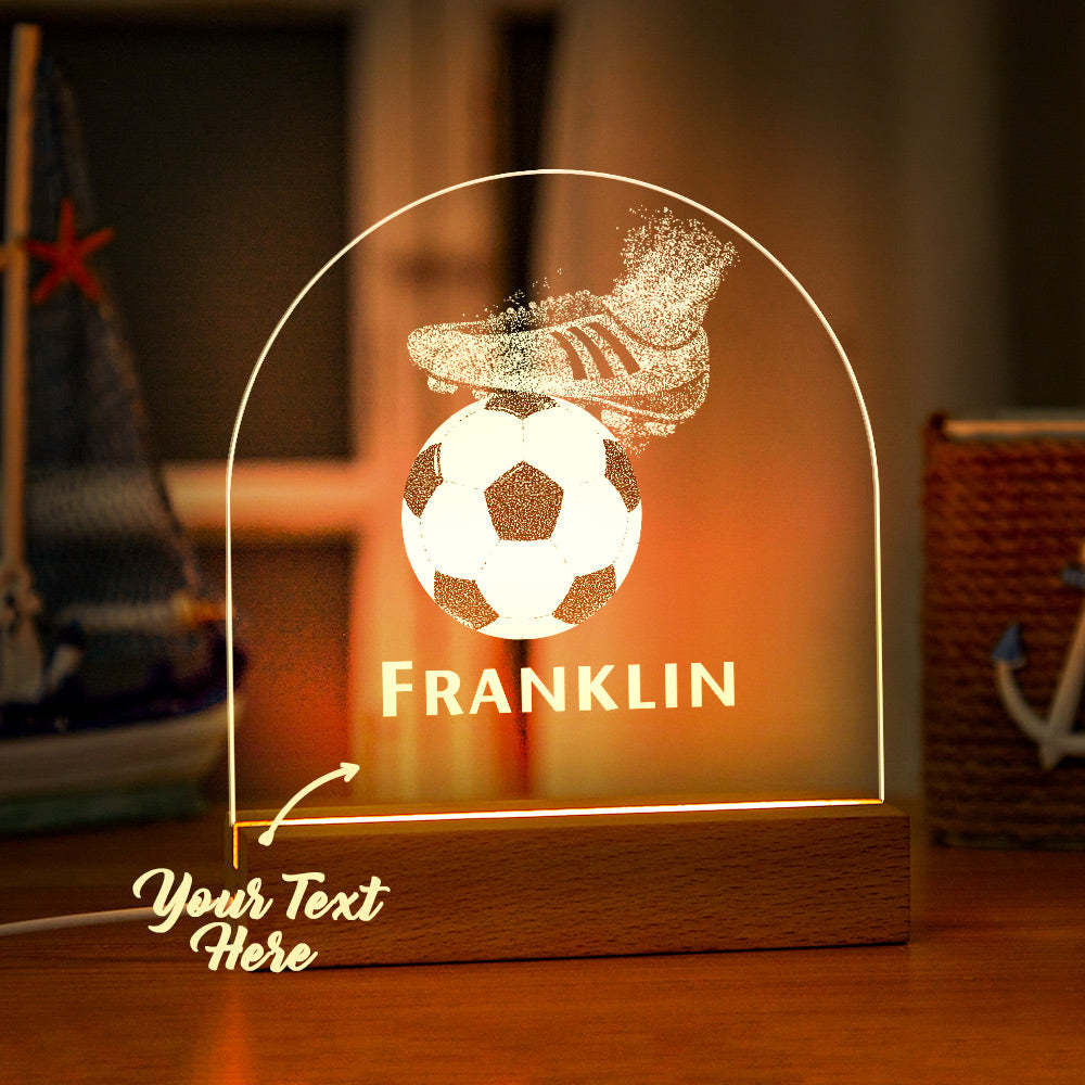 Custom Name Acrylic Night Light Football Design Football Gifts For Boys, Birthday Gifts For Kids - mymoonlampau