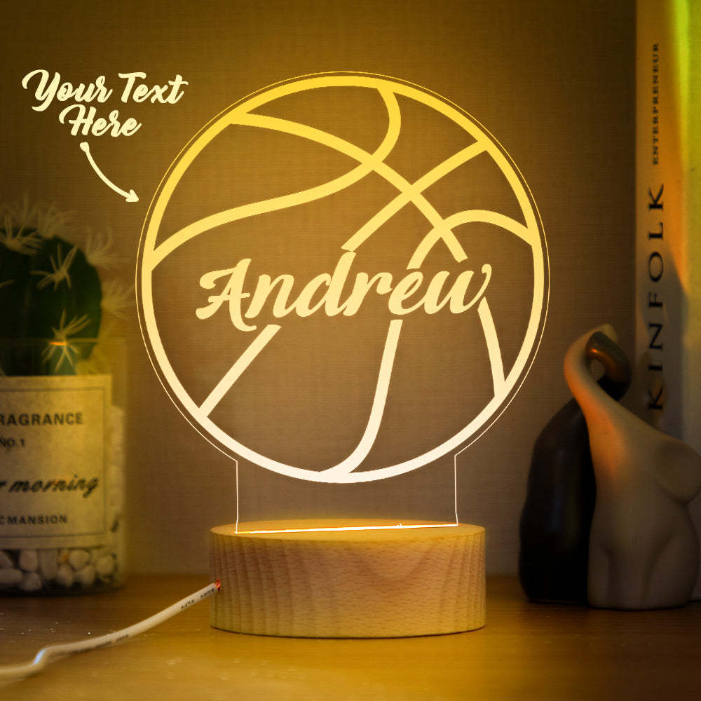 Custom Name Acrylic Night Light Basketball Design, Gifts For Boys, Birthday Gifts For Kids - mymoonlampau
