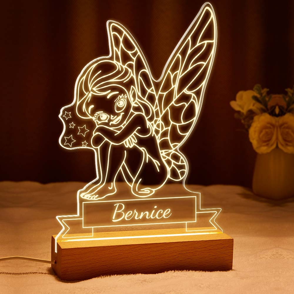 Custom Name Acrylic Night Light Personalized Lamp FAIRY Desk Lamp Gift for Girl or Adult - mymoonlampau