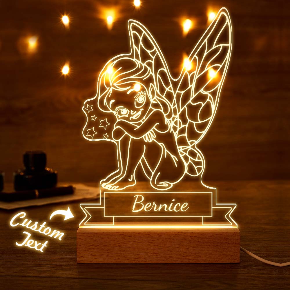 Custom Name Acrylic Night Light Personalized Lamp FAIRY Desk Lamp Gift for Girl or Adult - mymoonlampau