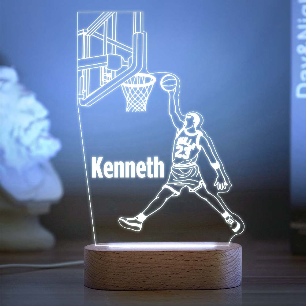 Custom Name Acrylic Night Light Personalized Lamp BASKETBALL Desk Lamp Gift for Boys or Adult - mymoonlampau