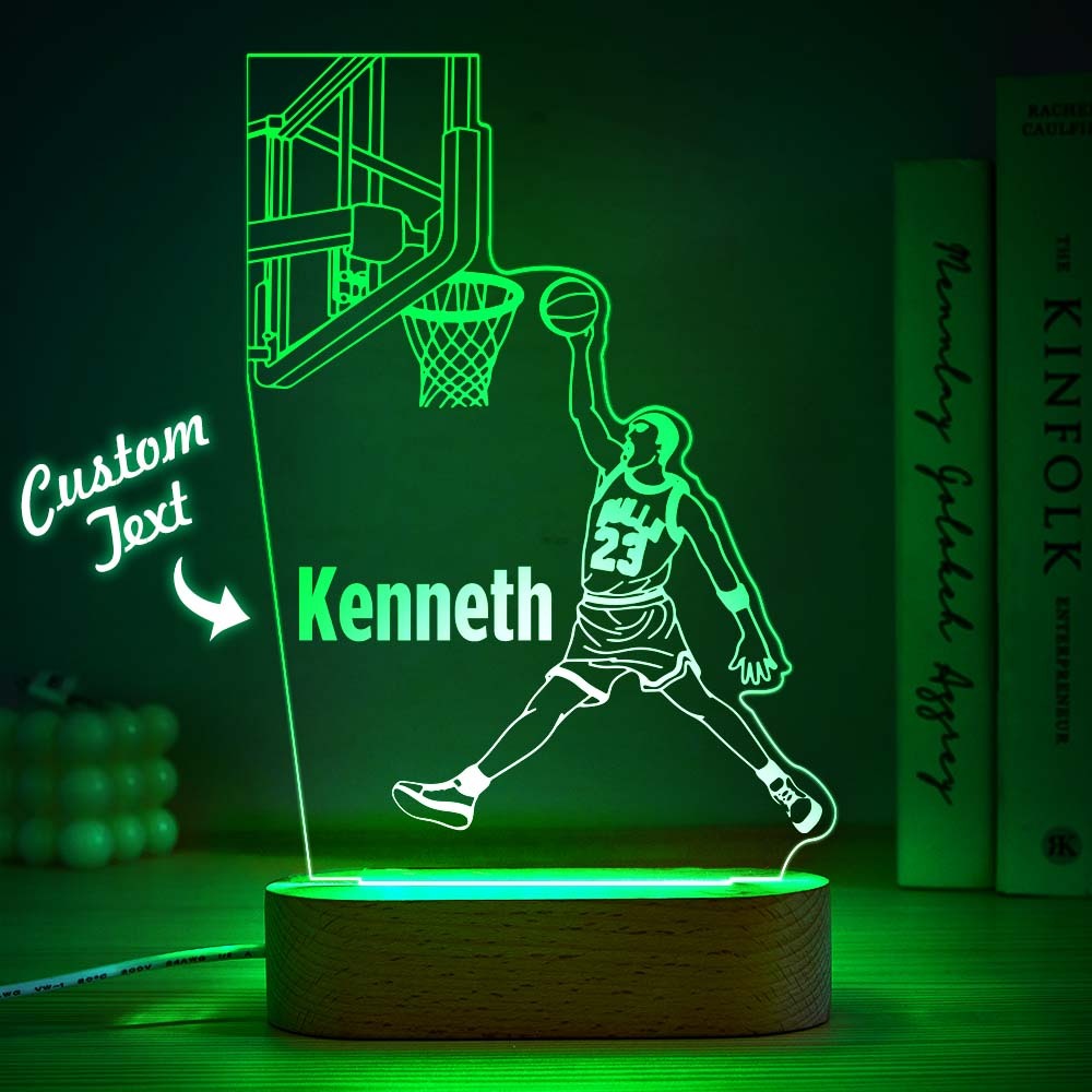 Custom Name Acrylic Night Light Personalized Lamp BASKETBALL Desk Lamp Gift for Boys or Adult - mymoonlampau