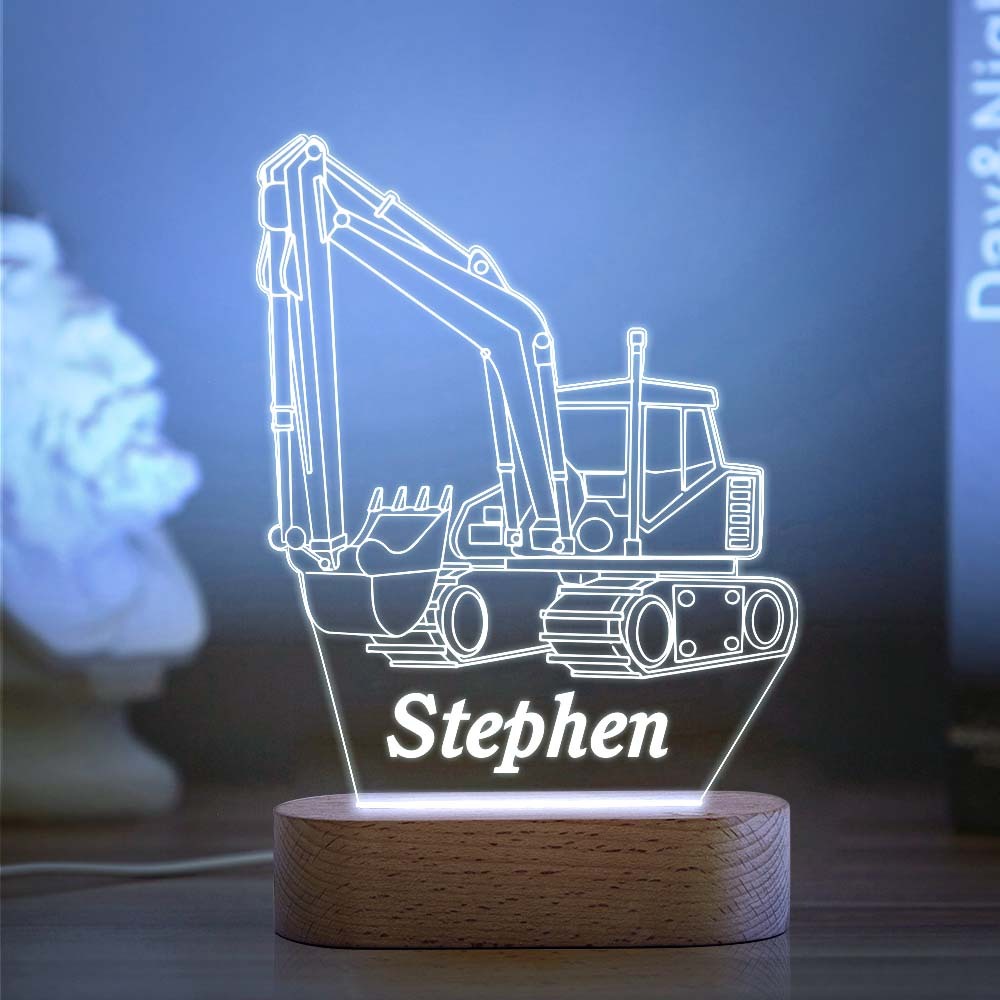 Custom Name Acrylic Night Light Personalized EXCAVATOR Animal Desk Lamp Gift for Kids Adult - mymoonlampau