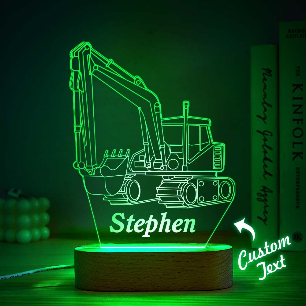 Custom Name Acrylic Night Light Personalized EXCAVATOR Animal Desk Lamp Gift for Kids Adult - mymoonlampau
